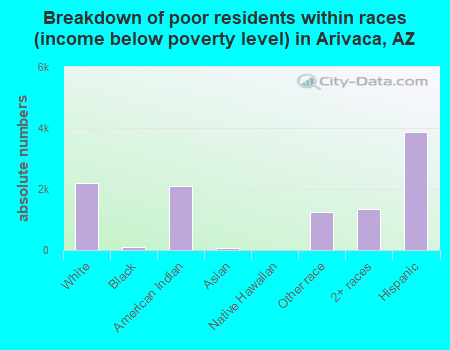 Breakdown of poor residents within races (income below poverty level) in Arivaca, AZ
