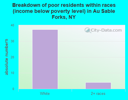 Breakdown of poor residents within races (income below poverty level) in Au Sable Forks, NY