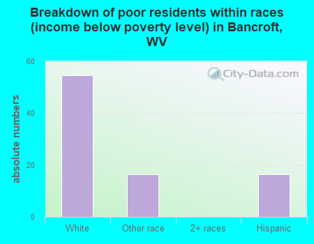 Breakdown of poor residents within races (income below poverty level) in Bancroft, WV