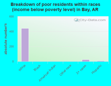 Breakdown of poor residents within races (income below poverty level) in Bay, AR