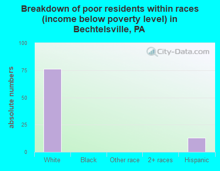 Breakdown of poor residents within races (income below poverty level) in Bechtelsville, PA