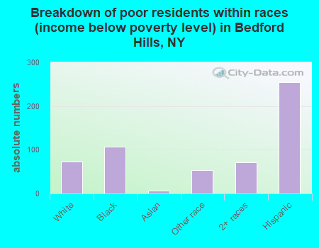 Breakdown of poor residents within races (income below poverty level) in Bedford Hills, NY
