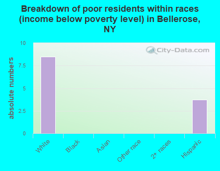 Breakdown of poor residents within races (income below poverty level) in Bellerose, NY