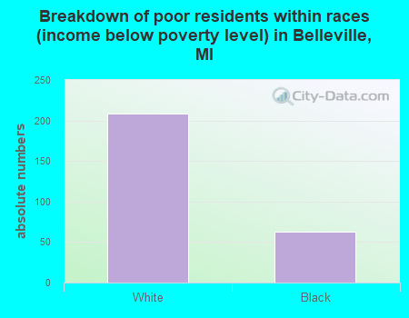 Breakdown of poor residents within races (income below poverty level) in Belleville, MI
