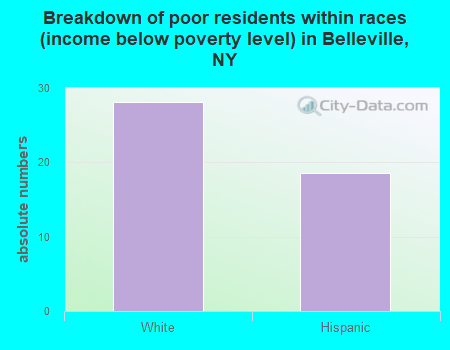 Breakdown of poor residents within races (income below poverty level) in Belleville, NY