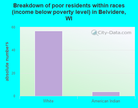 Breakdown of poor residents within races (income below poverty level) in Belvidere, WI