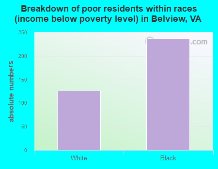 Breakdown of poor residents within races (income below poverty level) in Belview, VA
