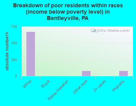 Breakdown of poor residents within races (income below poverty level) in Bentleyville, PA