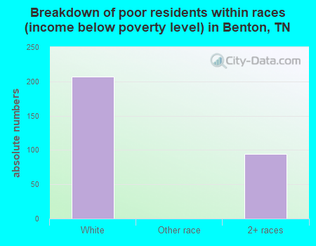 Breakdown of poor residents within races (income below poverty level) in Benton, TN