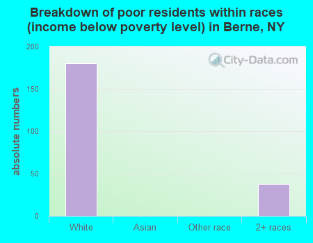 Breakdown of poor residents within races (income below poverty level) in Berne, NY
