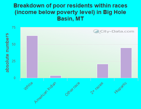 Breakdown of poor residents within races (income below poverty level) in Big Hole Basin, MT