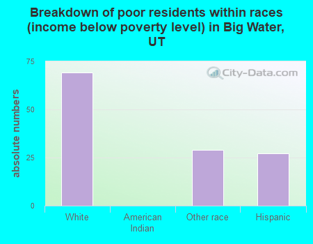 Breakdown of poor residents within races (income below poverty level) in Big Water, UT