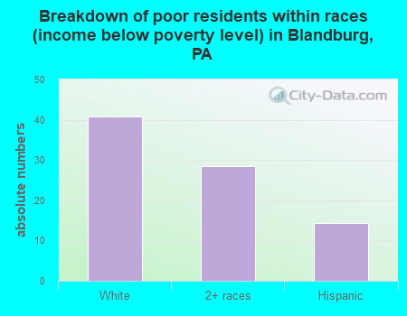 Breakdown of poor residents within races (income below poverty level) in Blandburg, PA