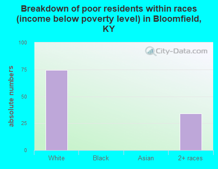 Breakdown of poor residents within races (income below poverty level) in Bloomfield, KY