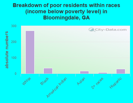 Breakdown of poor residents within races (income below poverty level) in Bloomingdale, GA