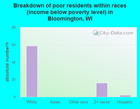Breakdown of poor residents within races (income below poverty level) in Bloomington, WI