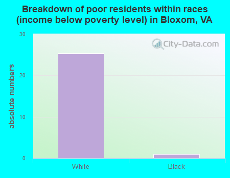 Breakdown of poor residents within races (income below poverty level) in Bloxom, VA