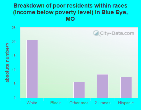 Breakdown of poor residents within races (income below poverty level) in Blue Eye, MO