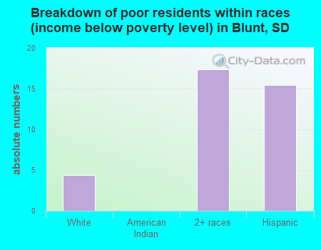 Breakdown of poor residents within races (income below poverty level) in Blunt, SD