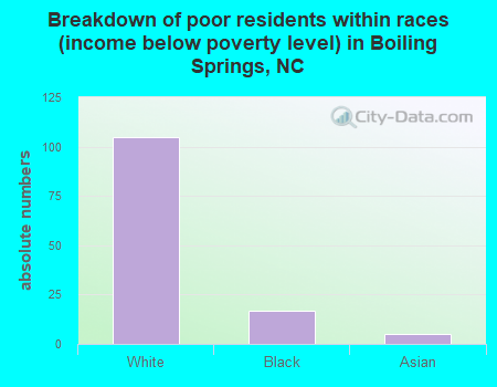 Breakdown of poor residents within races (income below poverty level) in Boiling Springs, NC