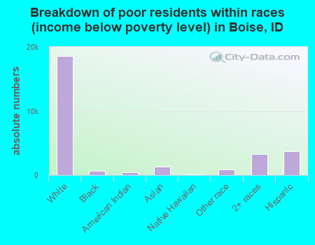 Breakdown of poor residents within races (income below poverty level) in Boise, ID