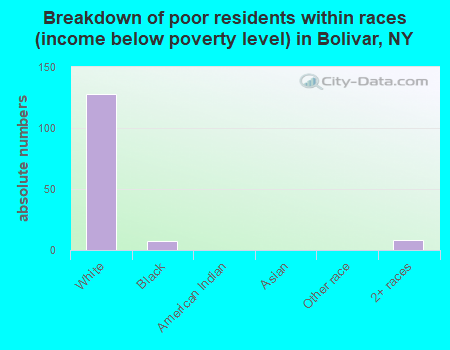 Breakdown of poor residents within races (income below poverty level) in Bolivar, NY