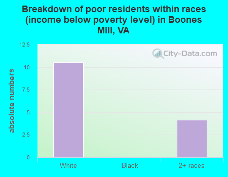 Breakdown of poor residents within races (income below poverty level) in Boones Mill, VA