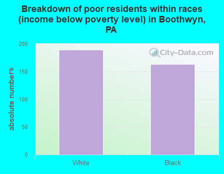 Breakdown of poor residents within races (income below poverty level) in Boothwyn, PA