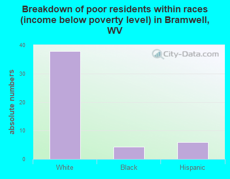 Breakdown of poor residents within races (income below poverty level) in Bramwell, WV
