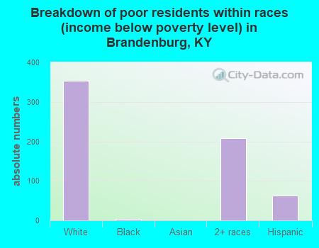 Breakdown of poor residents within races (income below poverty level) in Brandenburg, KY