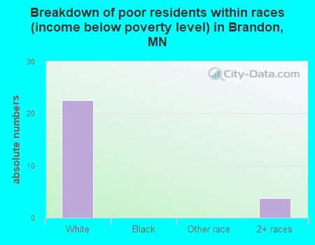 Breakdown of poor residents within races (income below poverty level) in Brandon, MN