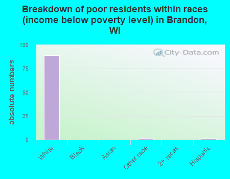 Breakdown of poor residents within races (income below poverty level) in Brandon, WI