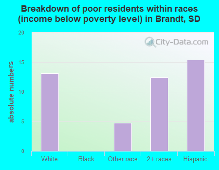 Breakdown of poor residents within races (income below poverty level) in Brandt, SD