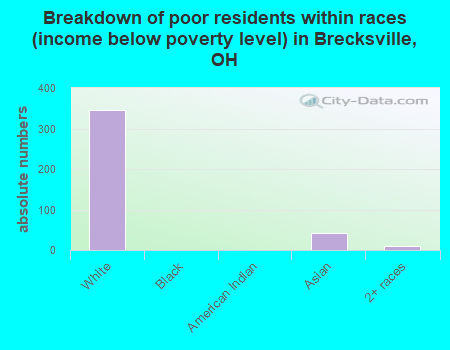 Breakdown of poor residents within races (income below poverty level) in Brecksville, OH