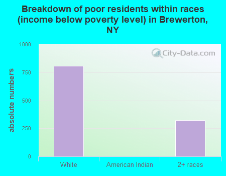 Breakdown of poor residents within races (income below poverty level) in Brewerton, NY