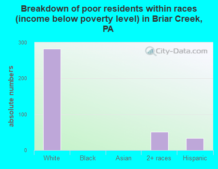 Breakdown of poor residents within races (income below poverty level) in Briar Creek, PA