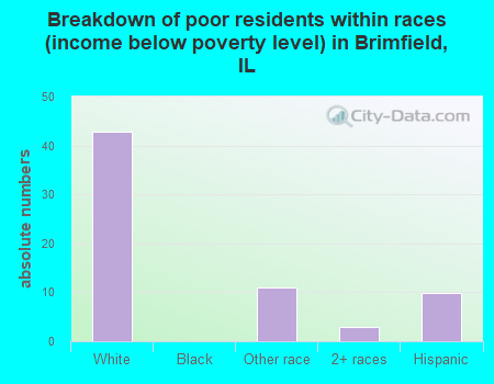 Breakdown of poor residents within races (income below poverty level) in Brimfield, IL