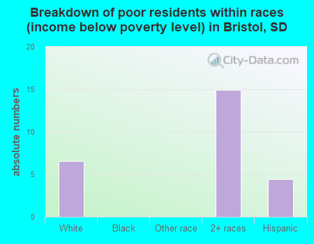 Breakdown of poor residents within races (income below poverty level) in Bristol, SD
