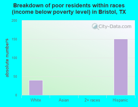 Breakdown of poor residents within races (income below poverty level) in Bristol, TX