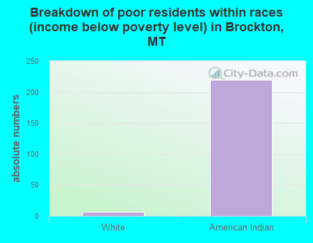 Breakdown of poor residents within races (income below poverty level) in Brockton, MT