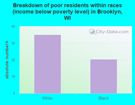 Breakdown of poor residents within races (income below poverty level) in Brooklyn, WI