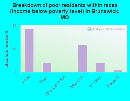 Breakdown of poor residents within races (income below poverty level) in Brunswick, MO