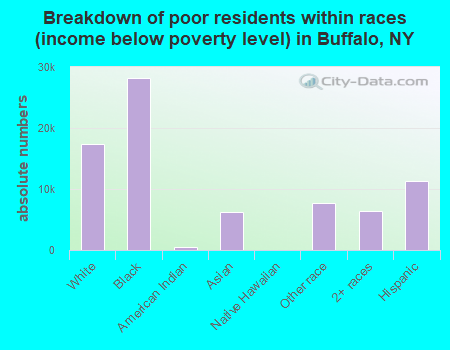 Breakdown of poor residents within races (income below poverty level) in Buffalo, NY