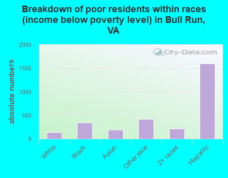 Breakdown of poor residents within races (income below poverty level) in Bull Run, VA