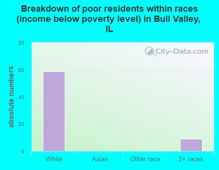 Breakdown of poor residents within races (income below poverty level) in Bull Valley, IL