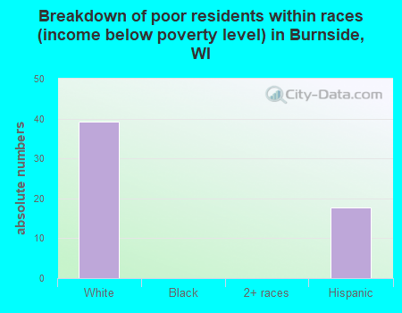 Breakdown of poor residents within races (income below poverty level) in Burnside, WI