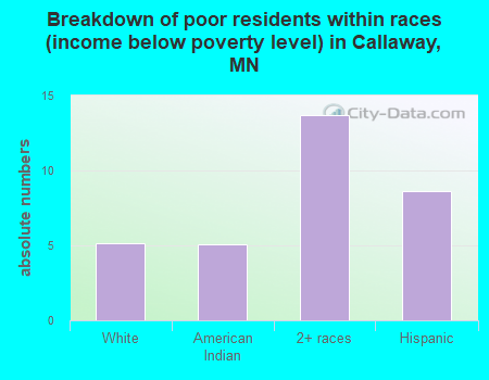 Breakdown of poor residents within races (income below poverty level) in Callaway, MN