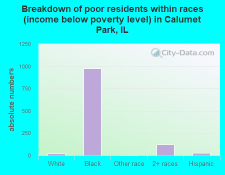Breakdown of poor residents within races (income below poverty level) in Calumet Park, IL