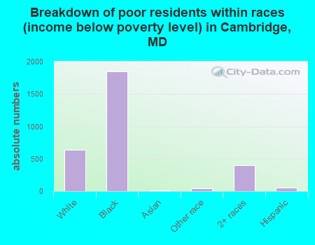 Breakdown of poor residents within races (income below poverty level) in Cambridge, MD