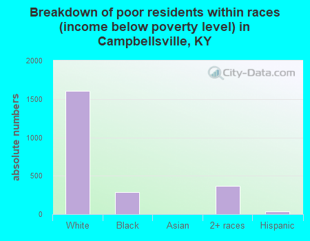 Breakdown of poor residents within races (income below poverty level) in Campbellsville, KY
